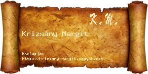Krizsány Margit névjegykártya